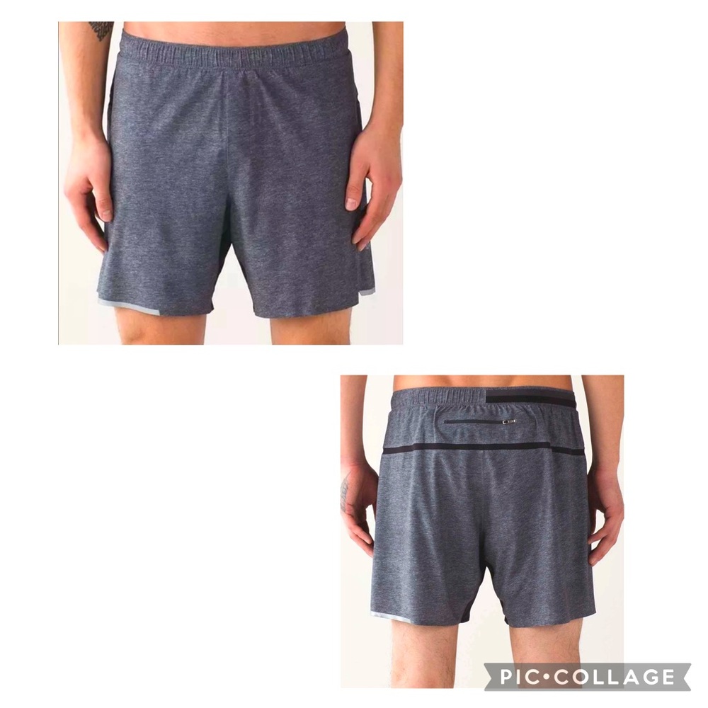 Lululemon Men Shorts Size Large 7" Surge Shorts Linerless, Heathered Gray Coal
